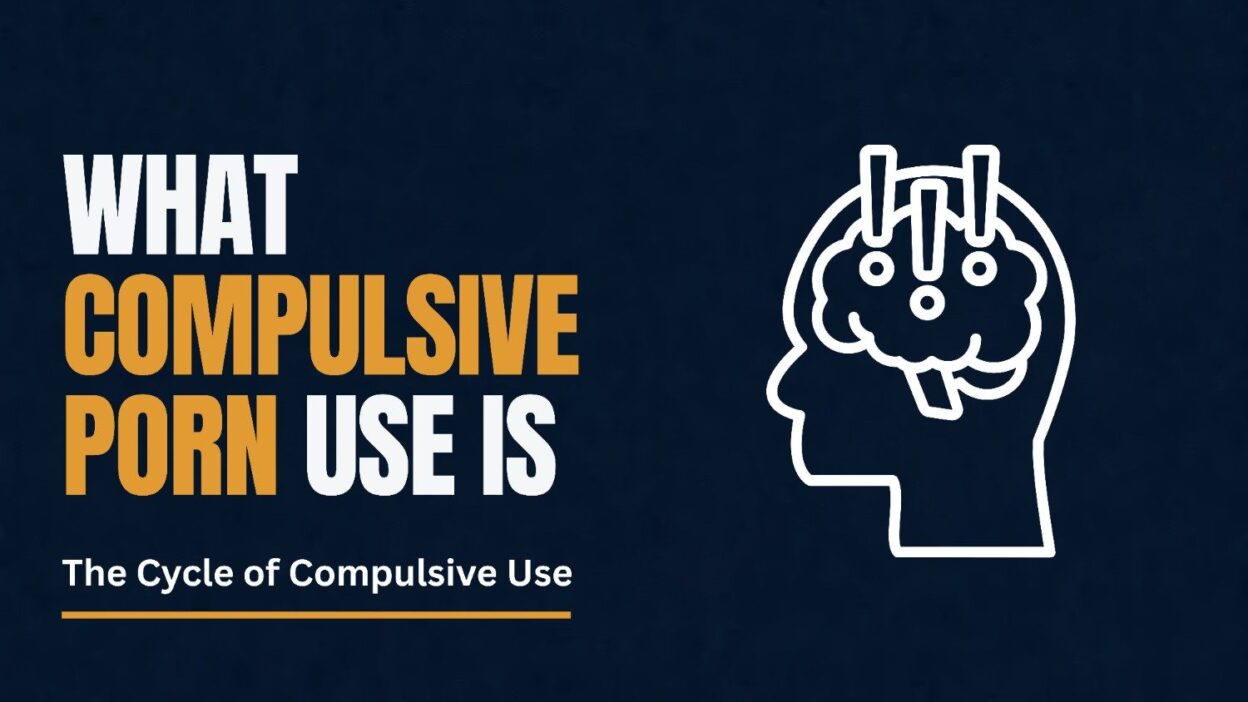 Head silhouette with brain and alert marks illustrating what compulsive porn use is